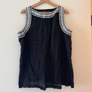 Old Navy Black Tank with White Embroidery